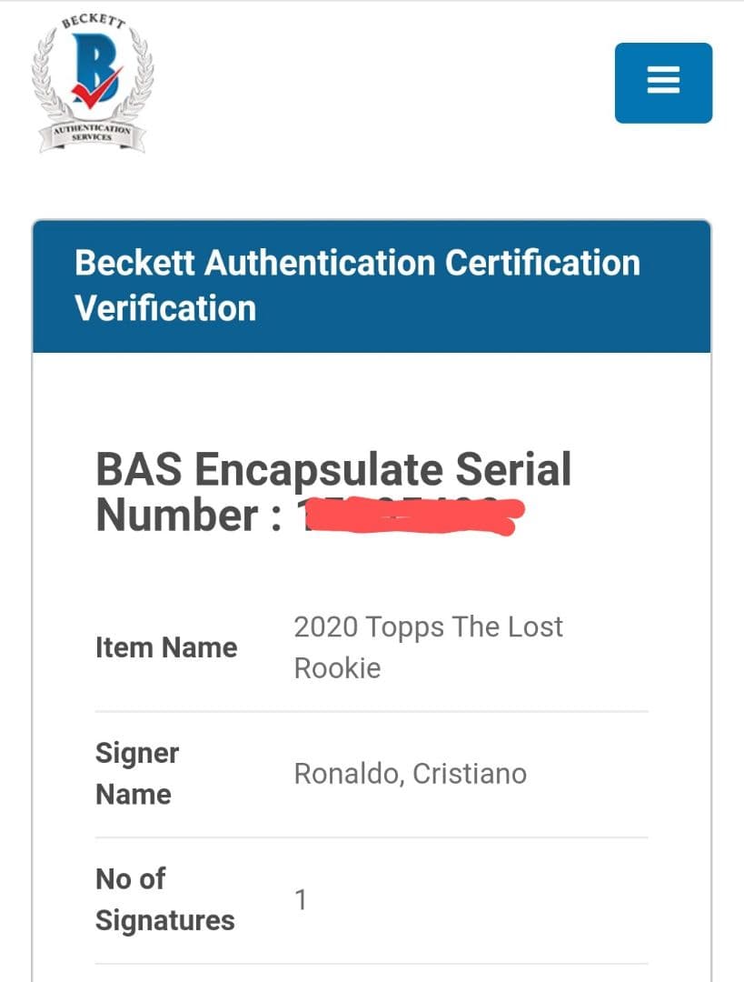 クリスティアーノ・ロナウド／直筆サインカード／TOPPS／RCルーキーカード