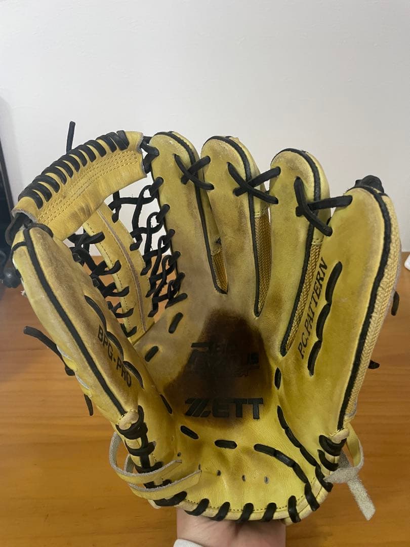 ZETT 硬式野球用グローブ イエロー 外野手用