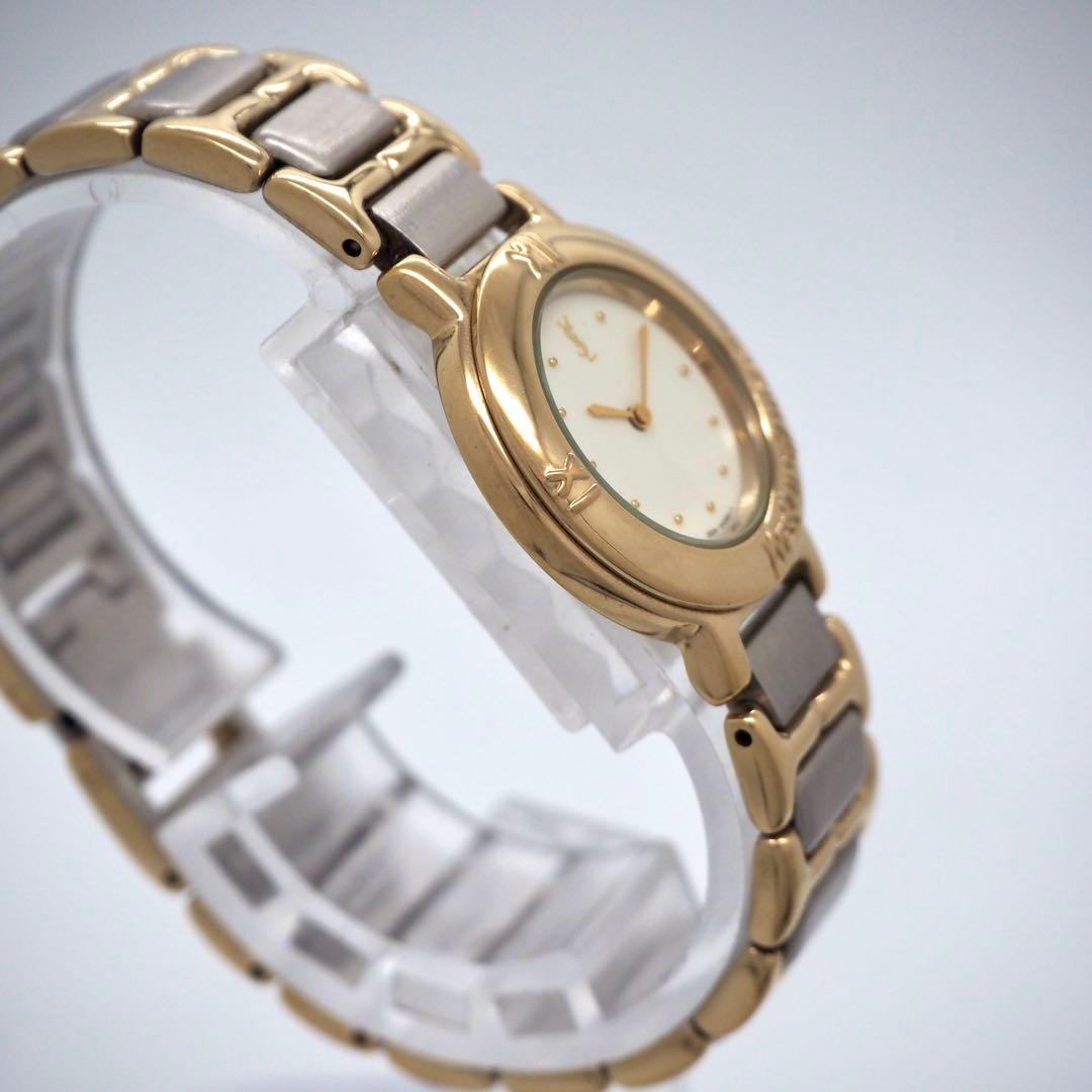 220 稼働 【美品】イヴサンローラン　レディース 時計 ゴールド　ホワイト