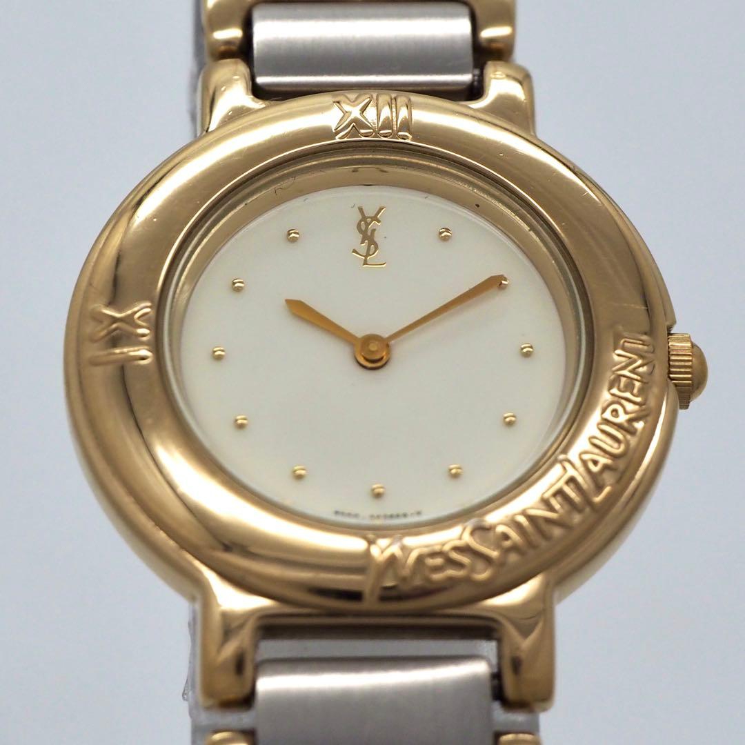 220 稼働 【美品】イヴサンローラン　レディース 時計 ゴールド　ホワイト