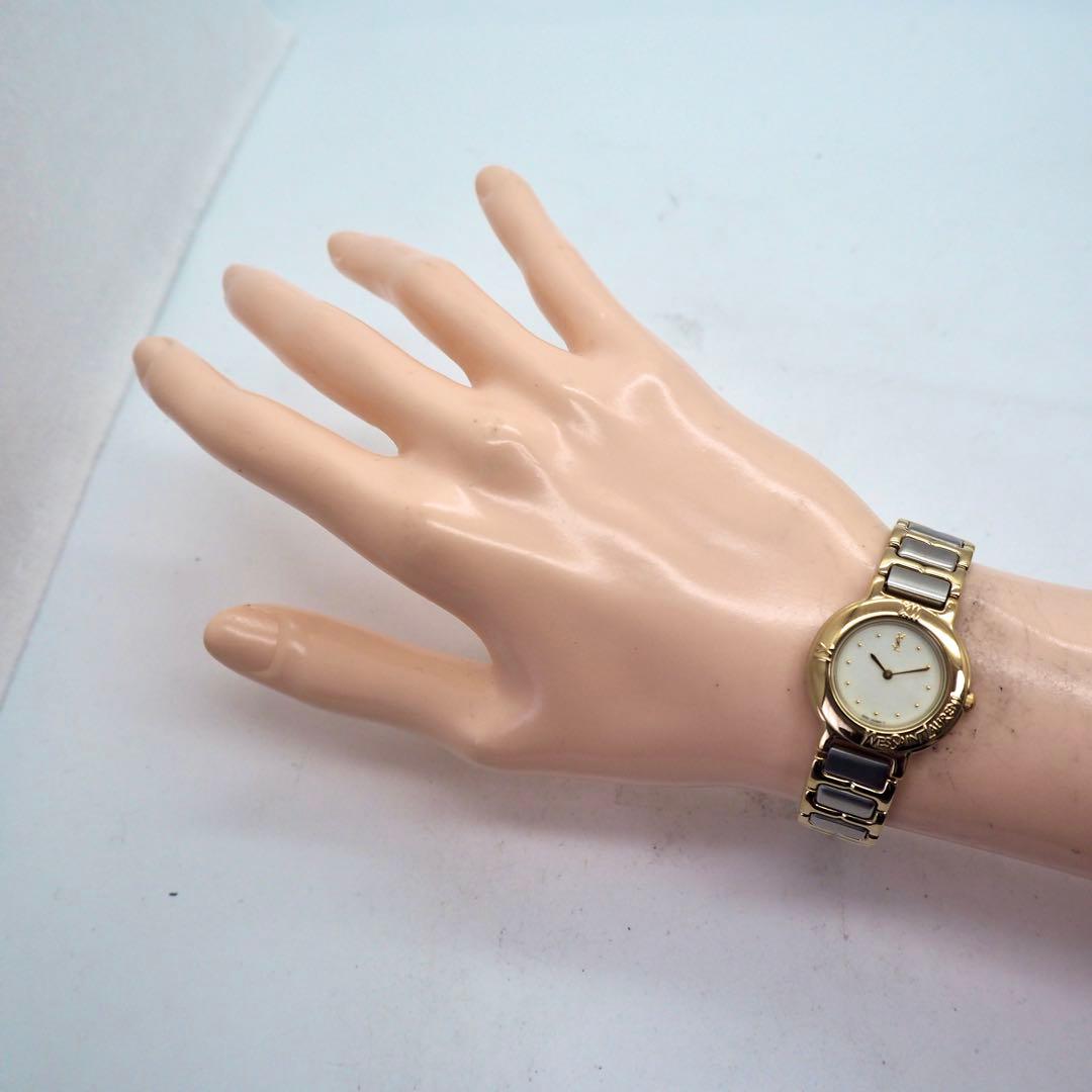 220 稼働 【美品】イヴサンローラン　レディース 時計 ゴールド　ホワイト