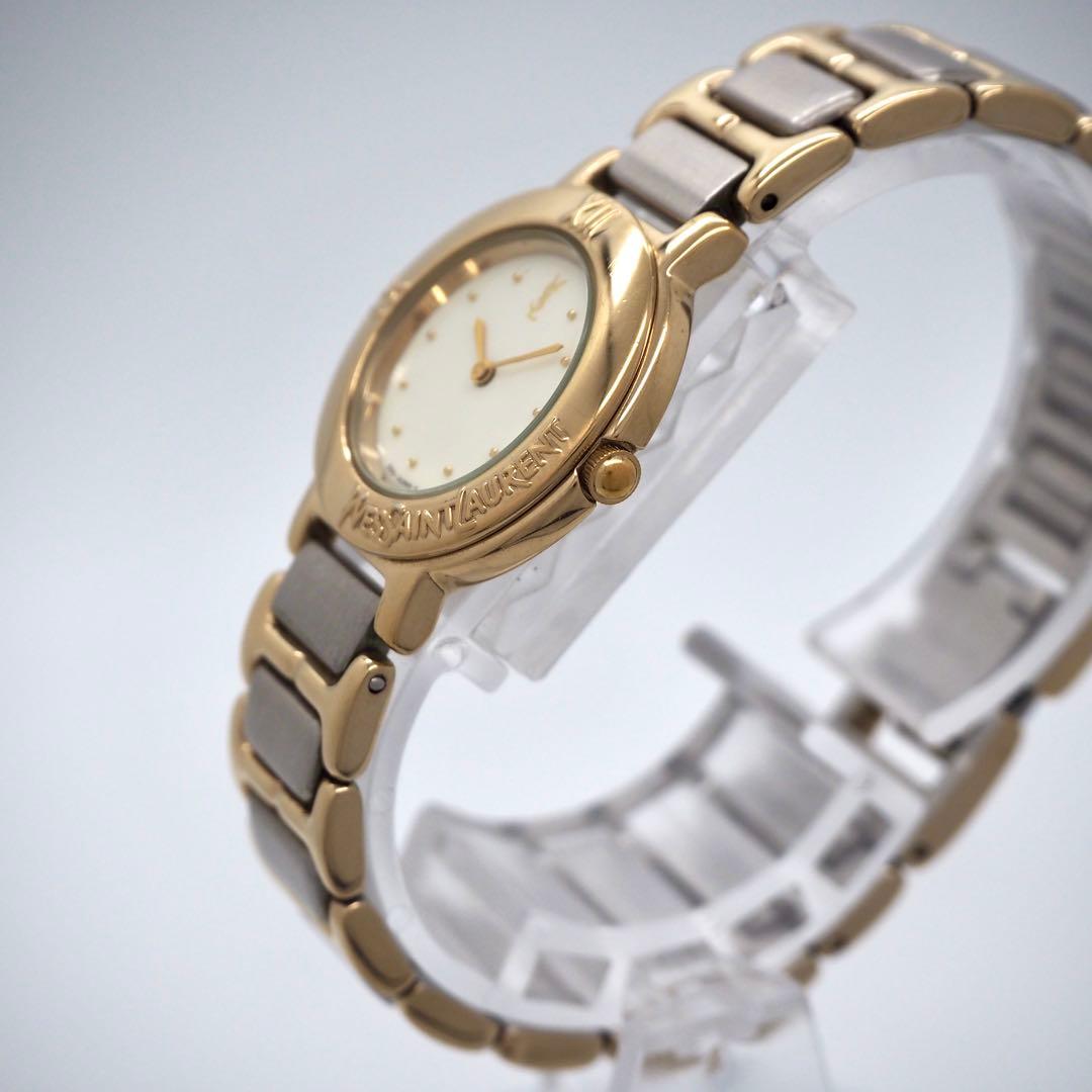 220 稼働 【美品】イヴサンローラン　レディース 時計 ゴールド　ホワイト