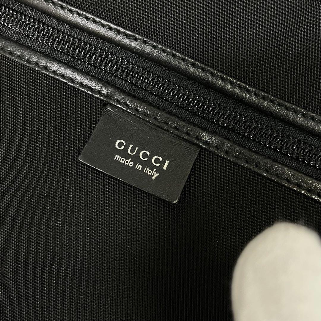 GUCCI グッチ 大容量 ボストンバッグ ナイロン レザー 2WAY ブラック