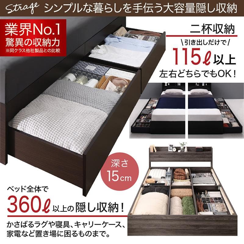 最安値！マットレスなし セミダブルベッド 収納 コンセント 送料込み！22