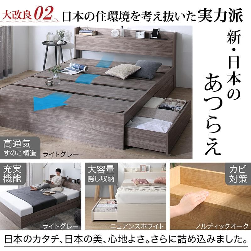 最安値！マットレスなし セミダブルベッド 収納 コンセント 送料込み！22