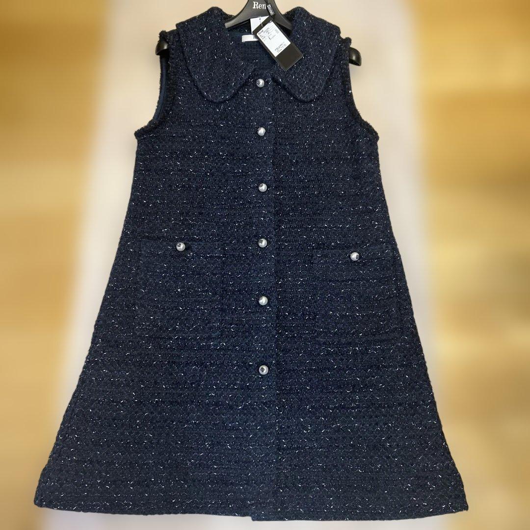 ルネ　ツイード襟付き ジレ　36