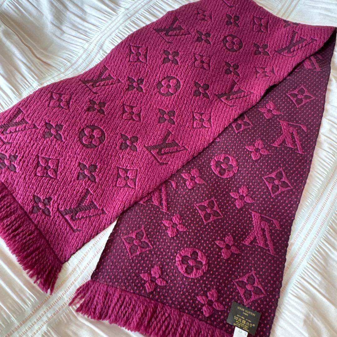 ルイヴィトン エシャルプロゴマニア マフラー レッドパープル 赤紫色M75503