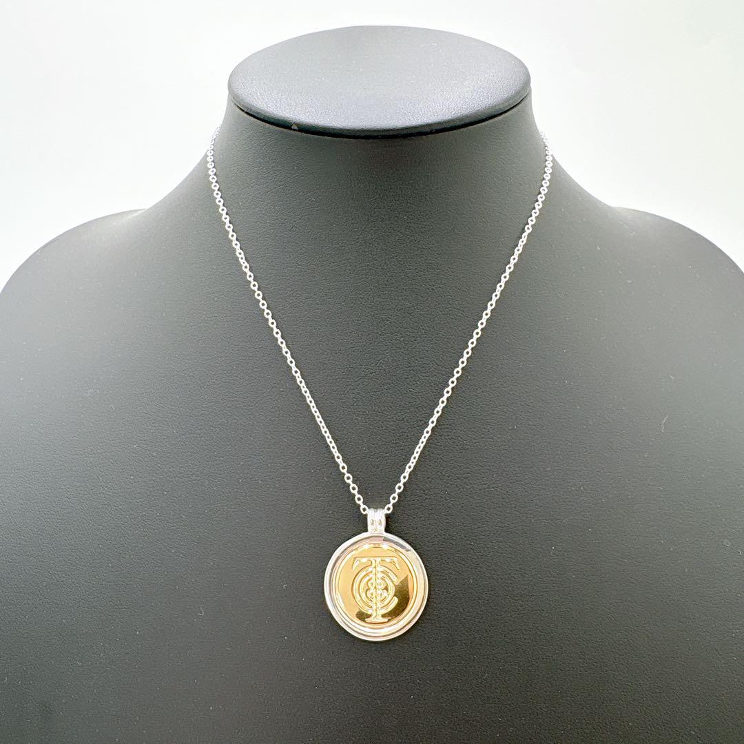 極美品 オールドティファニー 旧ロゴ コンビ チェーン社外品 シルバー k18