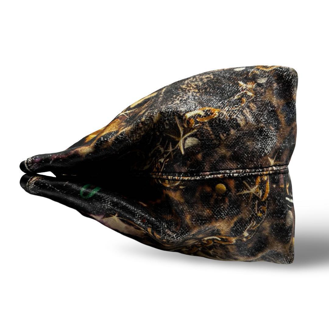 【良品】ジミーチュウ アニマル柄 トートバッグ スタッズ PVCレザー　チャーム