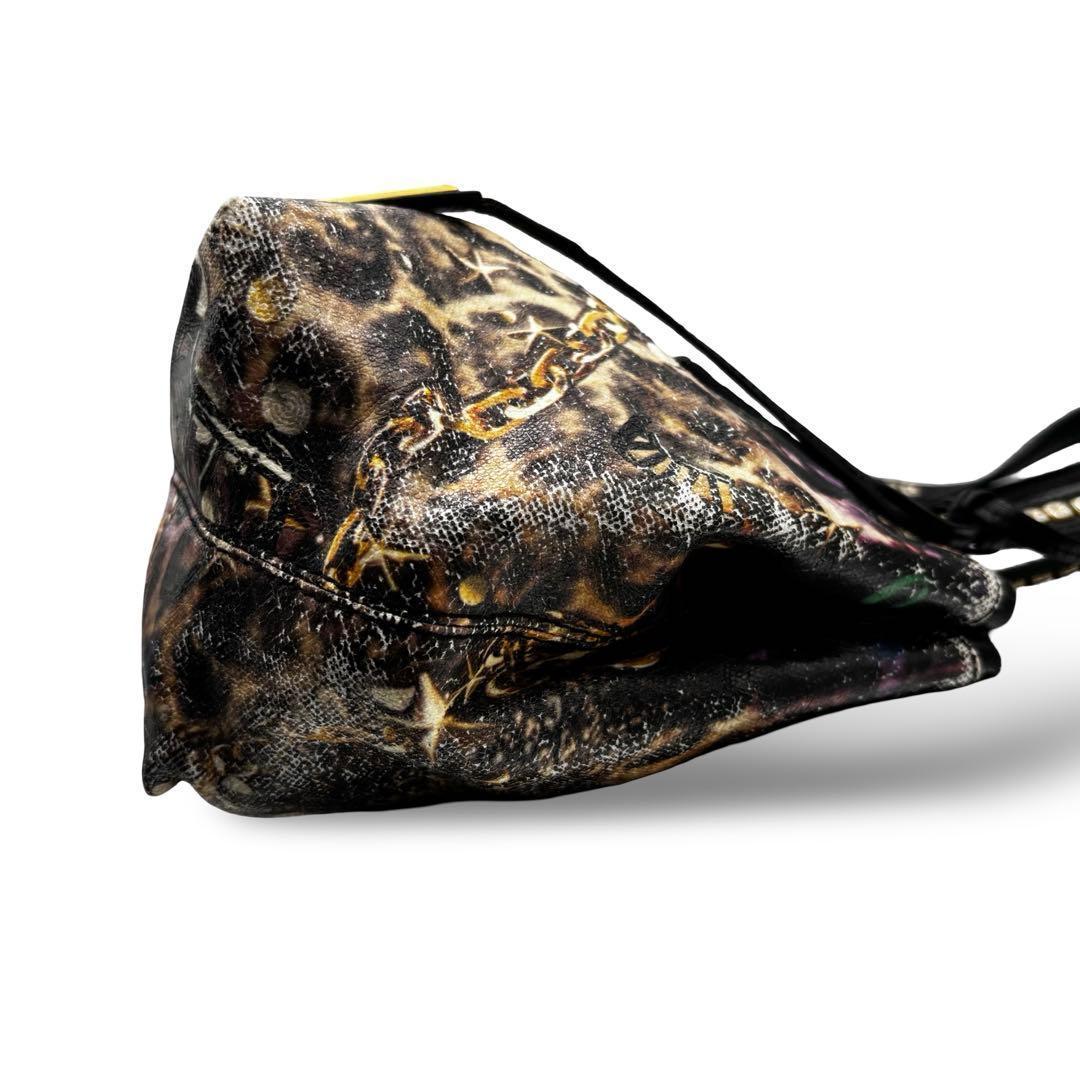 【良品】ジミーチュウ アニマル柄 トートバッグ スタッズ PVCレザー　チャーム