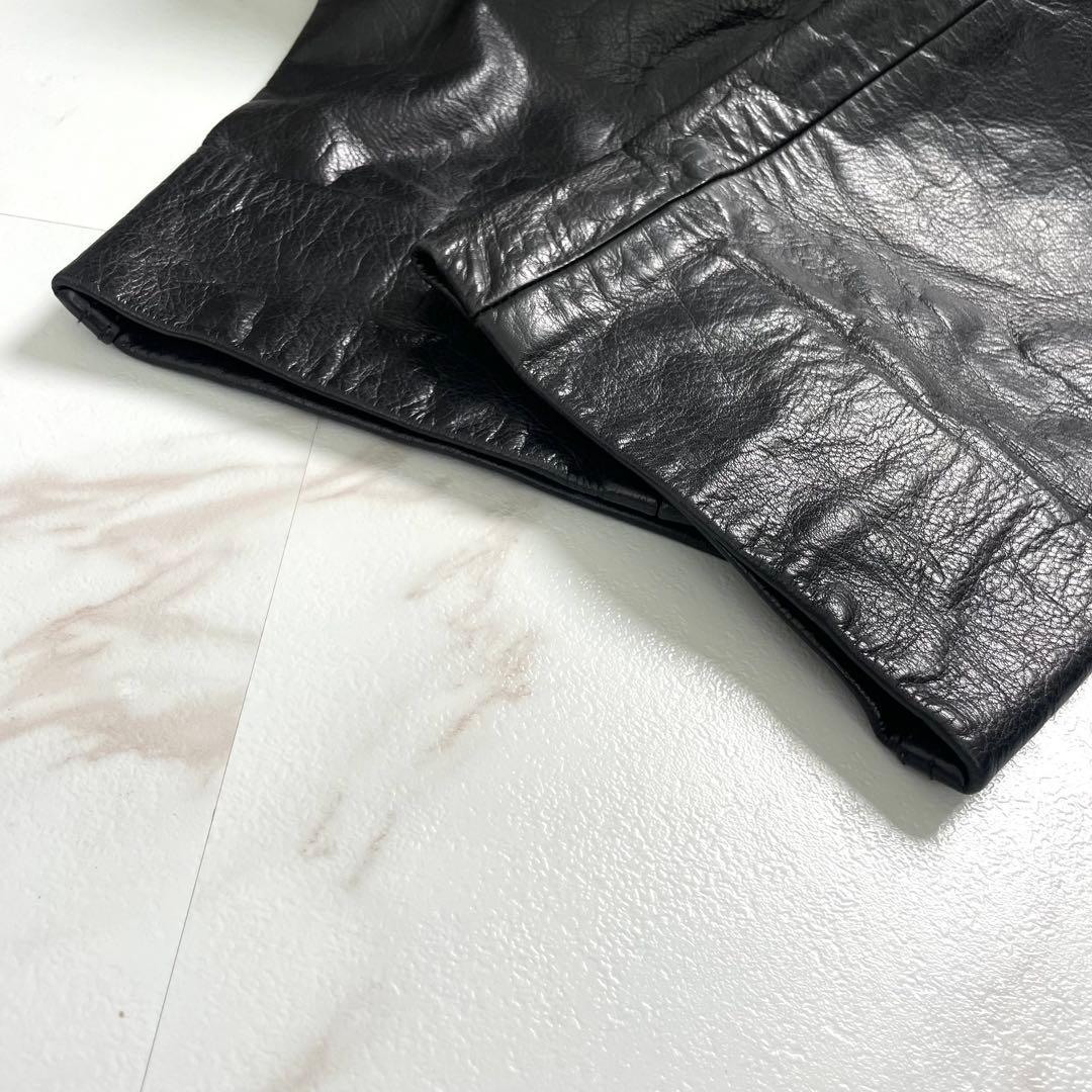 入手困難✨ RRL ダブルアールエル 三つ星 レザーパンツ バイク ブラック