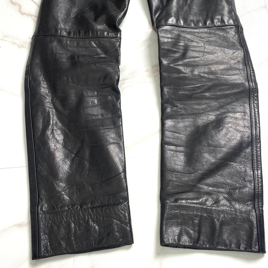 入手困難✨ RRL ダブルアールエル 三つ星 レザーパンツ バイク ブラック