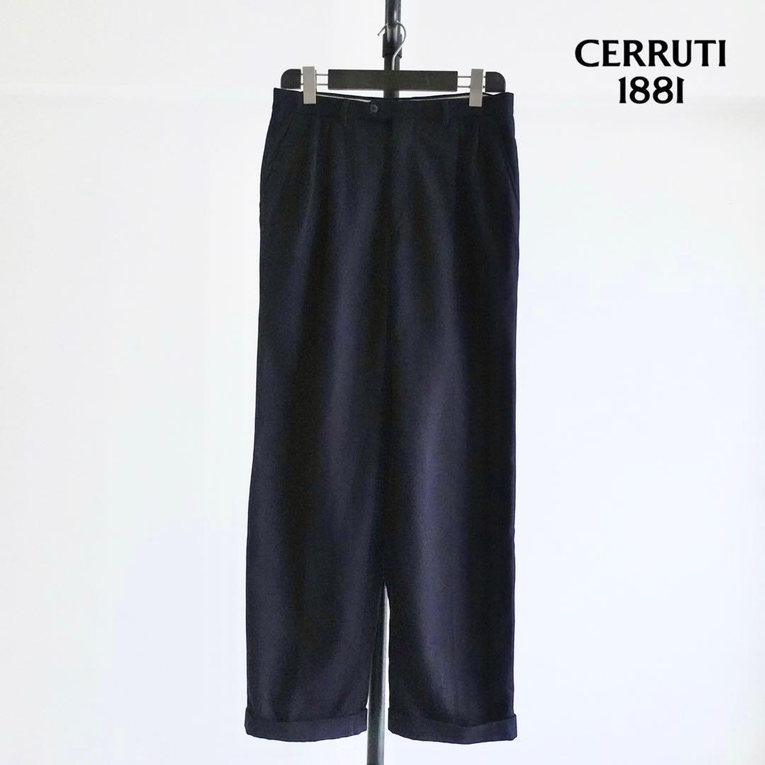 1970s CERRUTI 1881 ウールフランネル　2タッワイドトラウザーズ