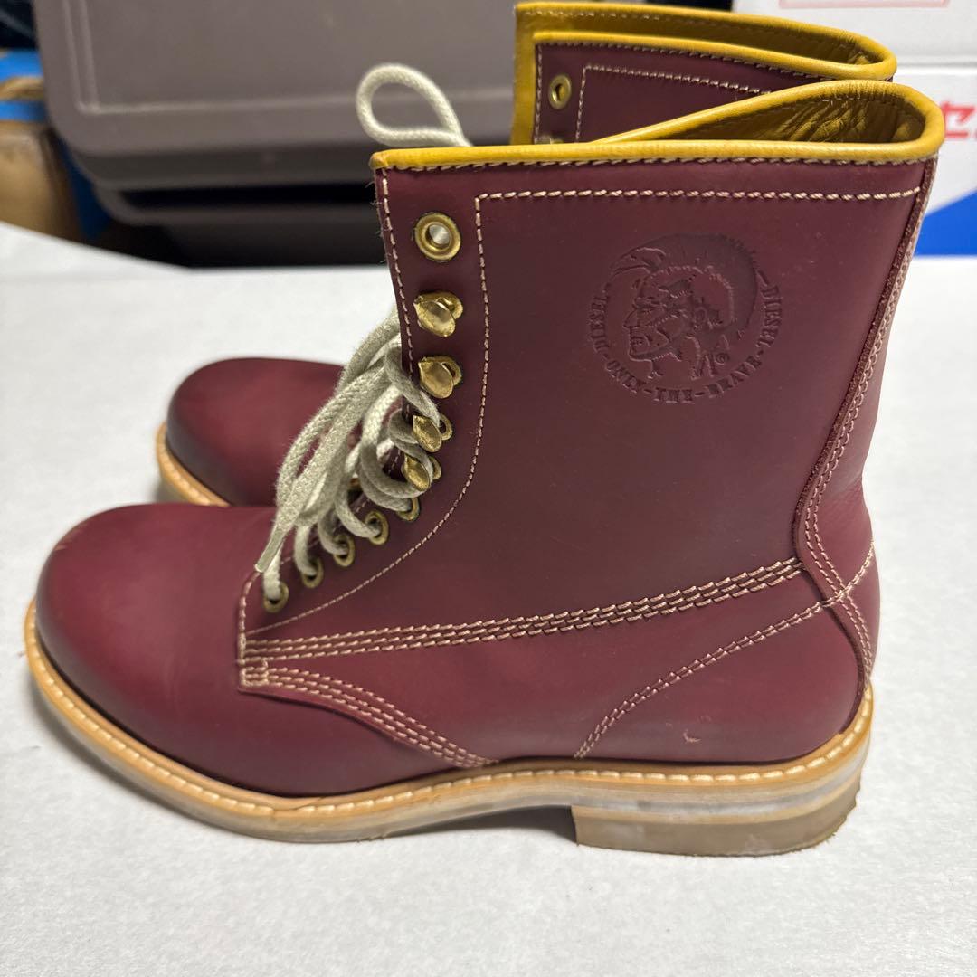 DIESEL バーガンディ レザー エンジニアブーツ