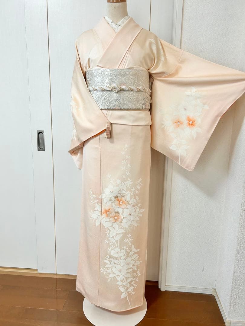 正絹訪問着　裄丈長め　フルセット4点　入学式　七五三　お宮参り