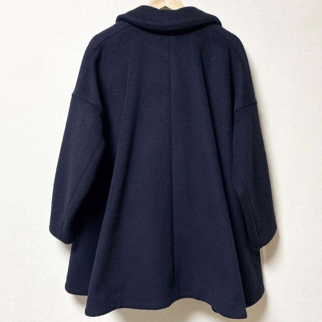 美品 エンフォルド ショートビーバーAラインコート ネイビー ウール