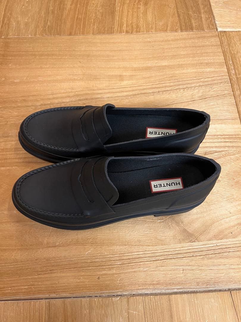 新品未使用　HUNTER メンズ　ローファー　レインシューズ　ブラック　UK7