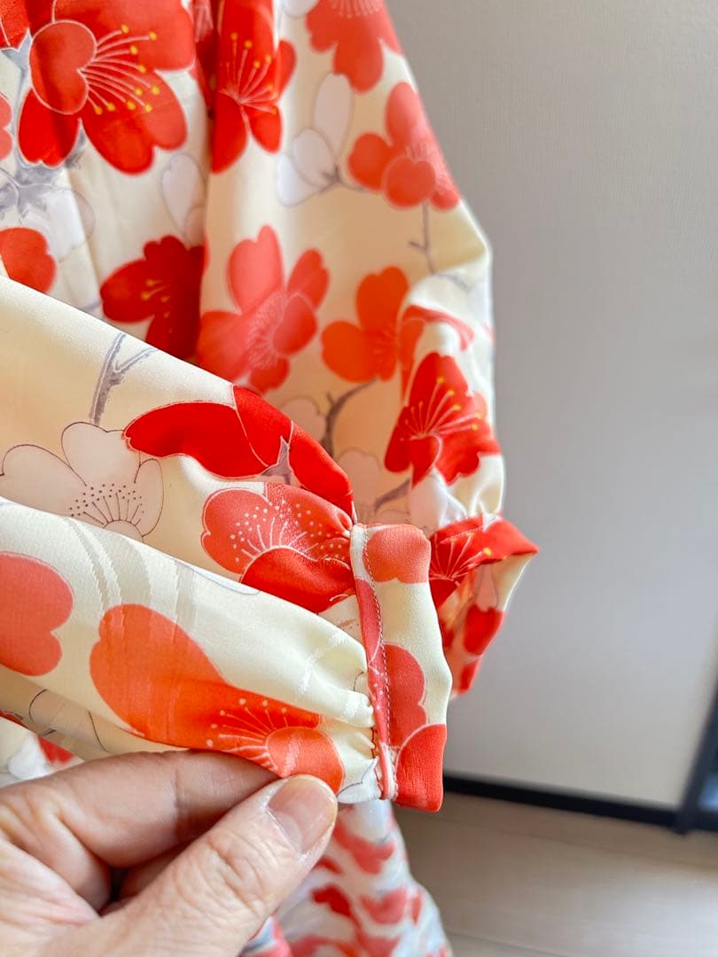 着物リメイク梅柄ワンピース