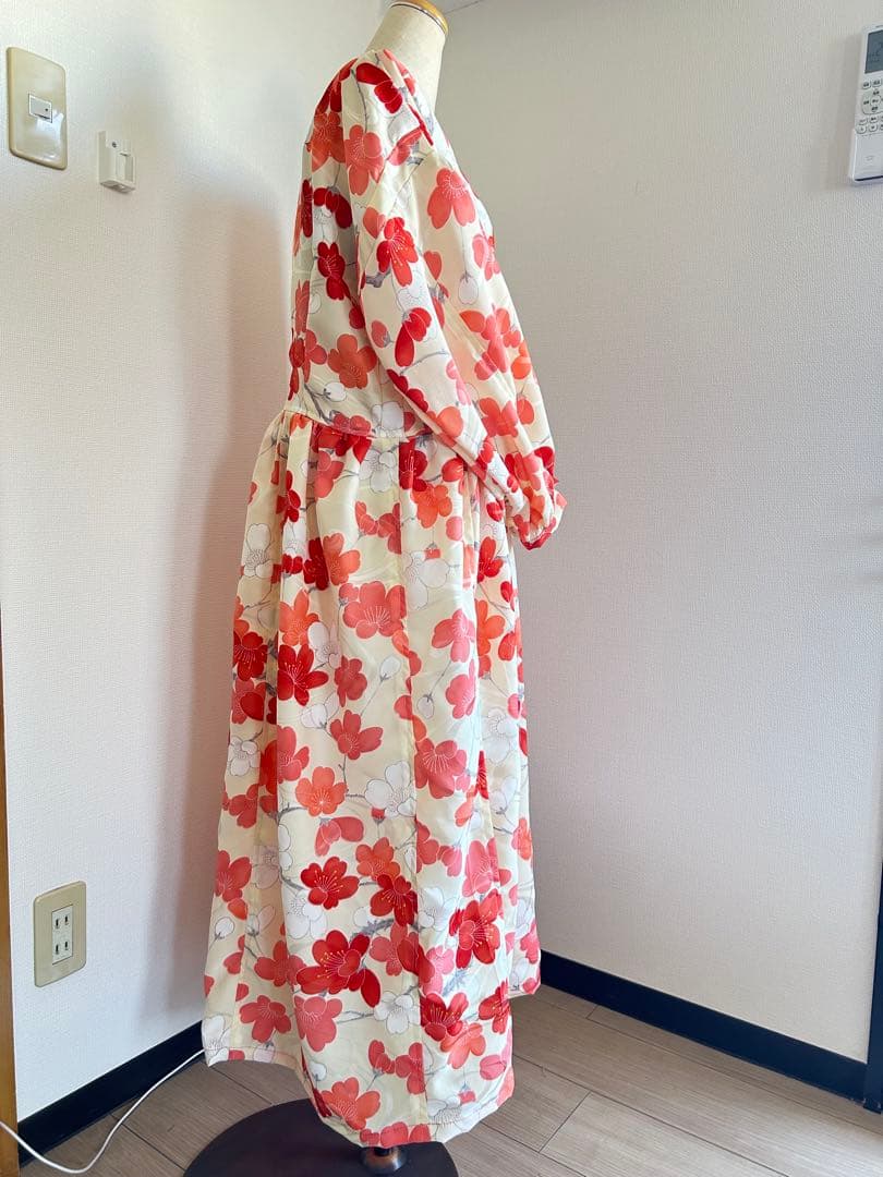 着物リメイク梅柄ワンピース