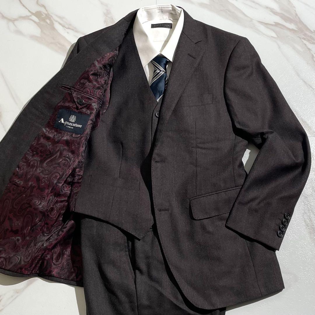 極美品 現行タグ 近年モデル アクアスキュータム スリーピーススーツ ペイズリー