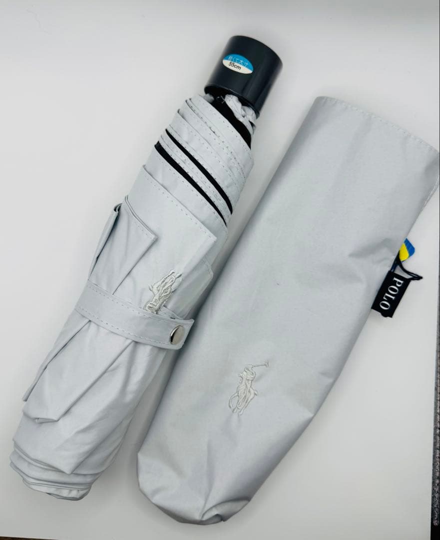 新品★ポロラルフローレン楽折★晴雨兼用★ 遮光 遮熱 UV ★ポロホース★グレー