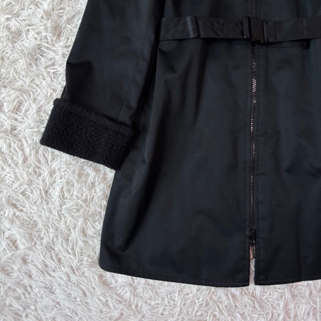 バーバリーブルーレーベル ロングコート ノバチェック ボア ダブルジップ ベルト