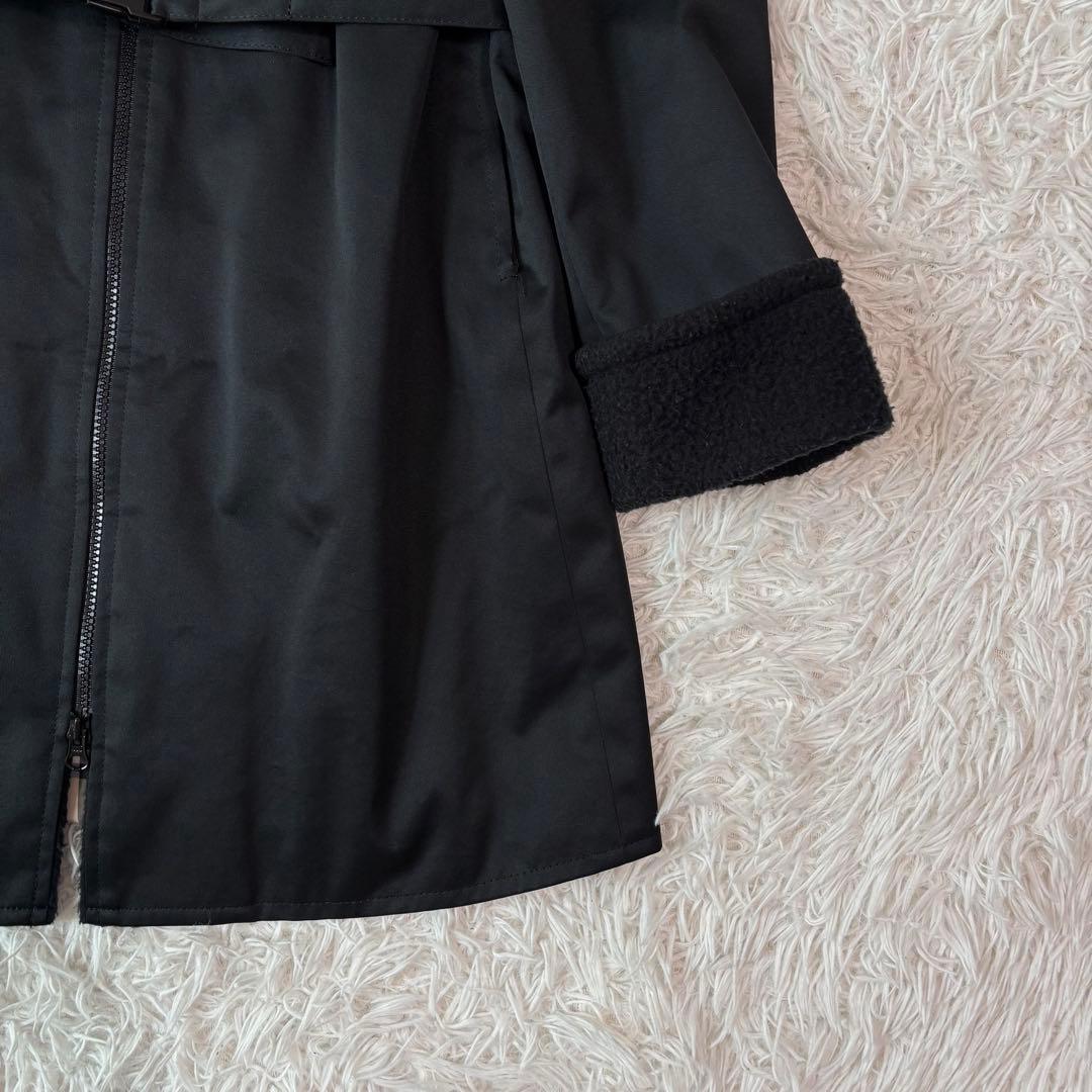 バーバリーブルーレーベル ロングコート ノバチェック ボア ダブルジップ ベルト