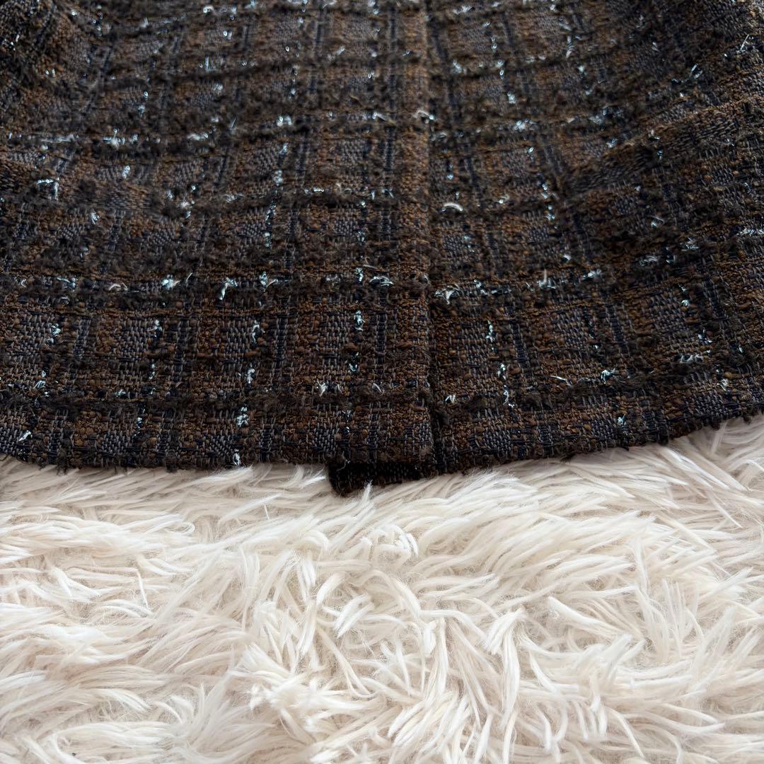 【美品】23AW セオリーリュクス ノーカラージャケット ツイード L 40