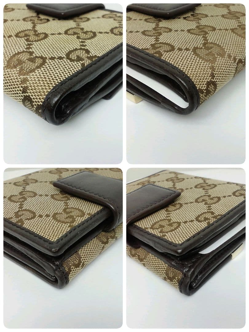 GUCCI　グッチ　GGキャンバス　ブラウン　Wホックタイプ　保存袋・付属品