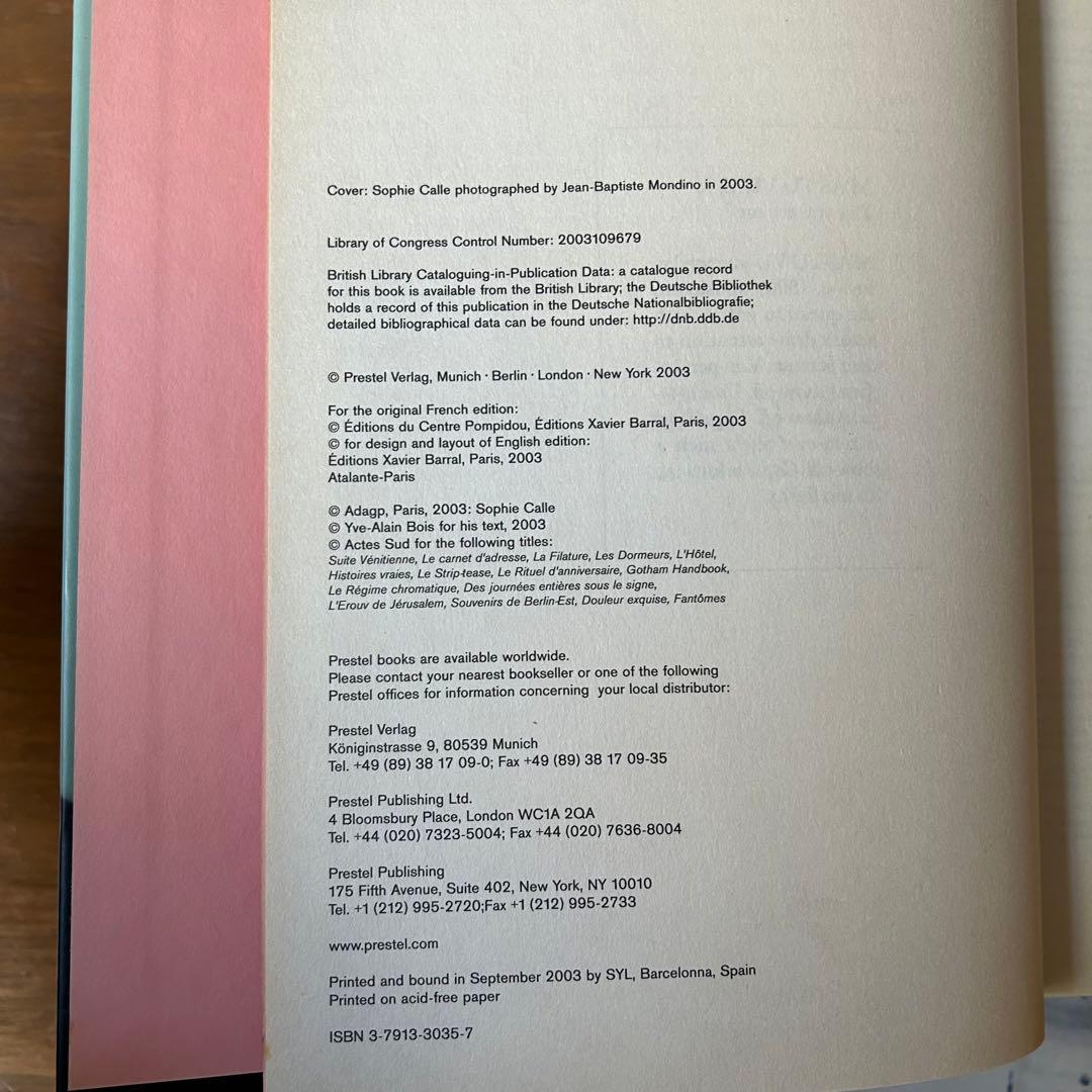 ソフィ・カル　作品集　M’as-Tu Vue