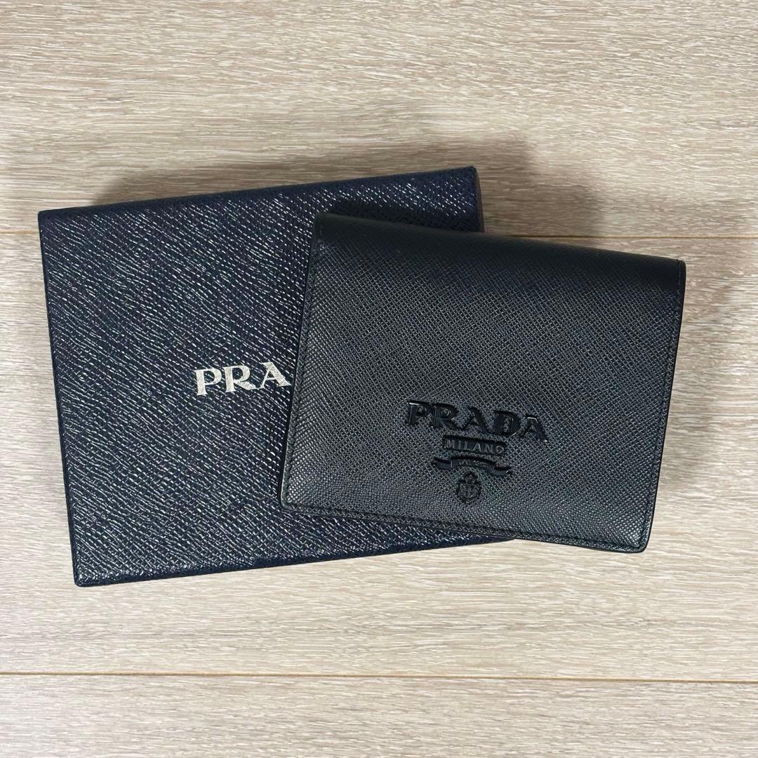 ポ*ル様 PRADA 二つ折り財布 ブラック 箱付き