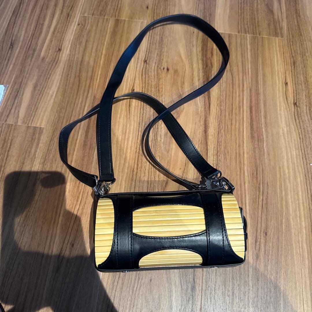 FENG CHEN WANG フェンチェンワン ウッド×レザー ショルダーバッグ