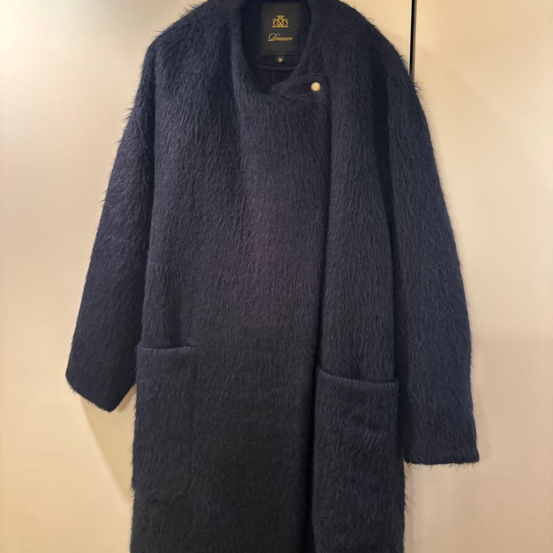 Drawer シャギーノーカラーコート