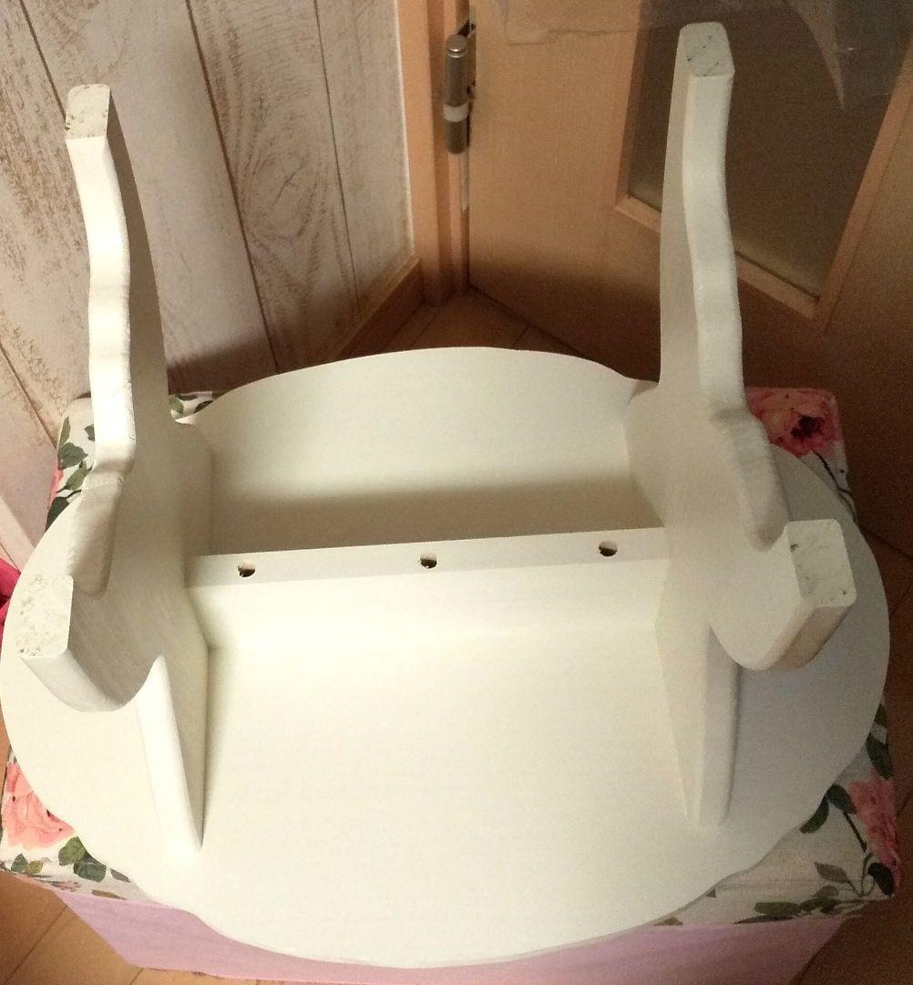 薔薇柄ペイントとピンクのグラデーションのミニカフェテーブルH30cm　楕円形