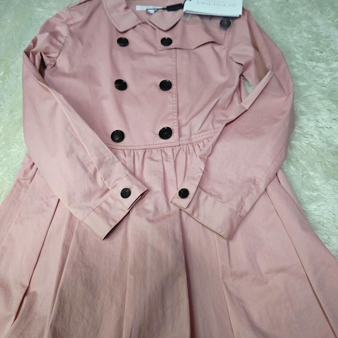 【新品タグ付き】バーバリーチルドレン トレンチワンピース 10Y 140 ピンク