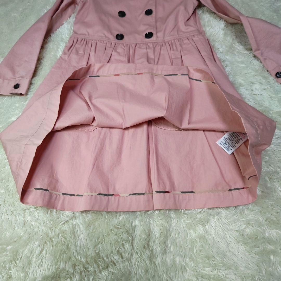【新品タグ付き】バーバリーチルドレン トレンチワンピース 10Y 140 ピンク