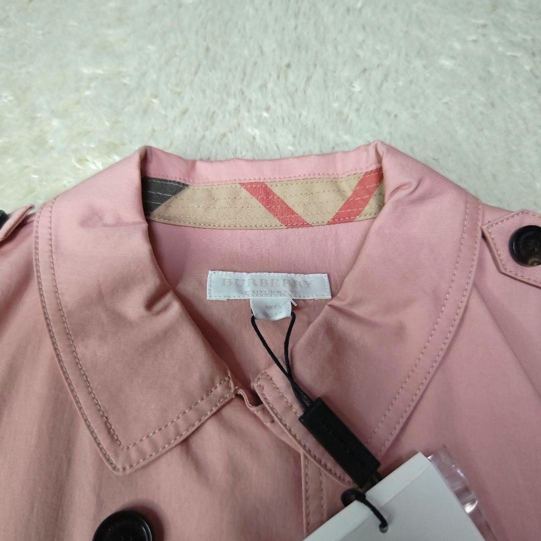 【新品タグ付き】バーバリーチルドレン トレンチワンピース 10Y 140 ピンク