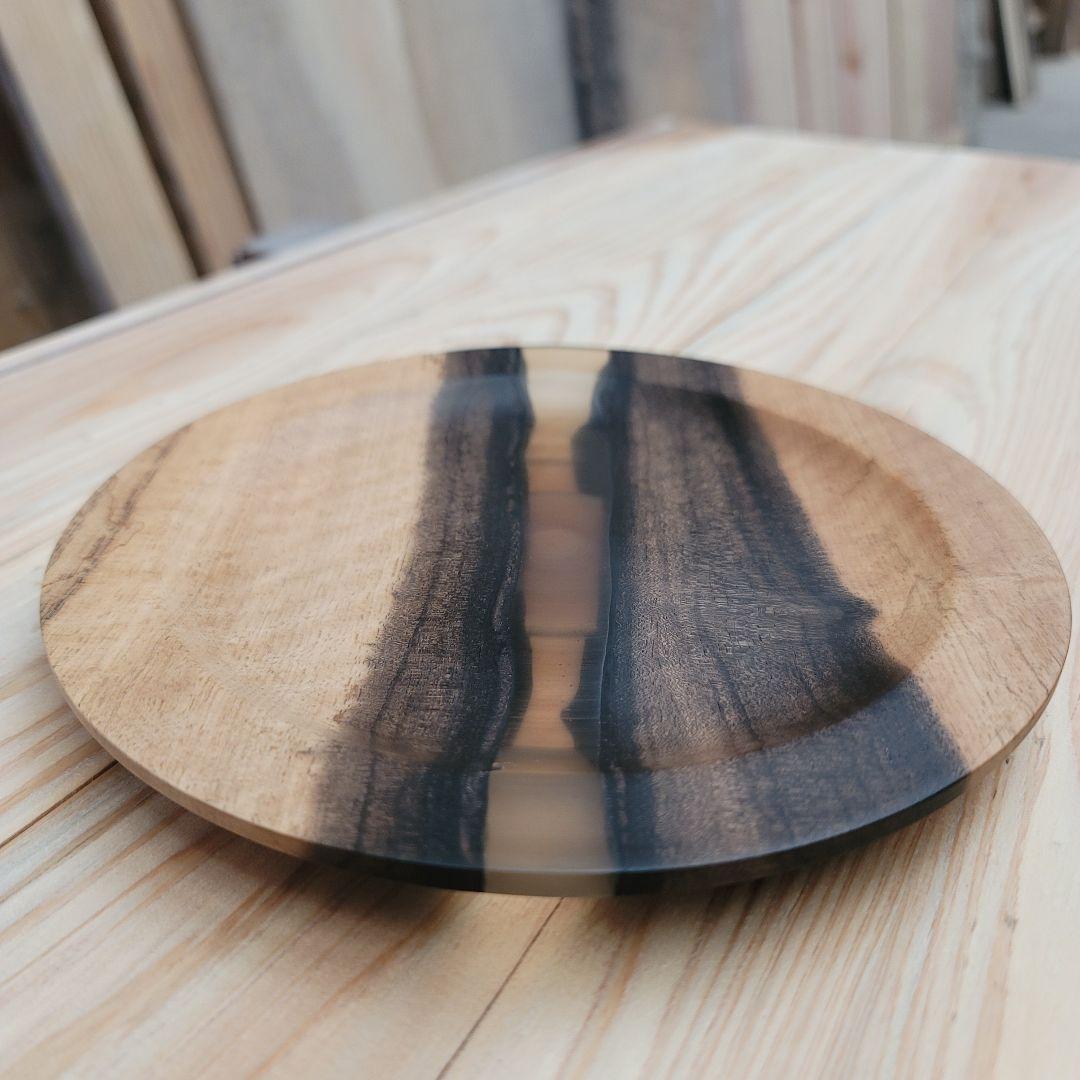 かなり希少　黒柿 × レジン樹脂の木皿