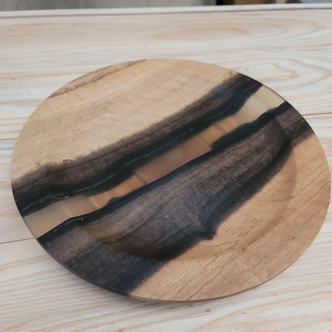 かなり希少　黒柿 × レジン樹脂の木皿