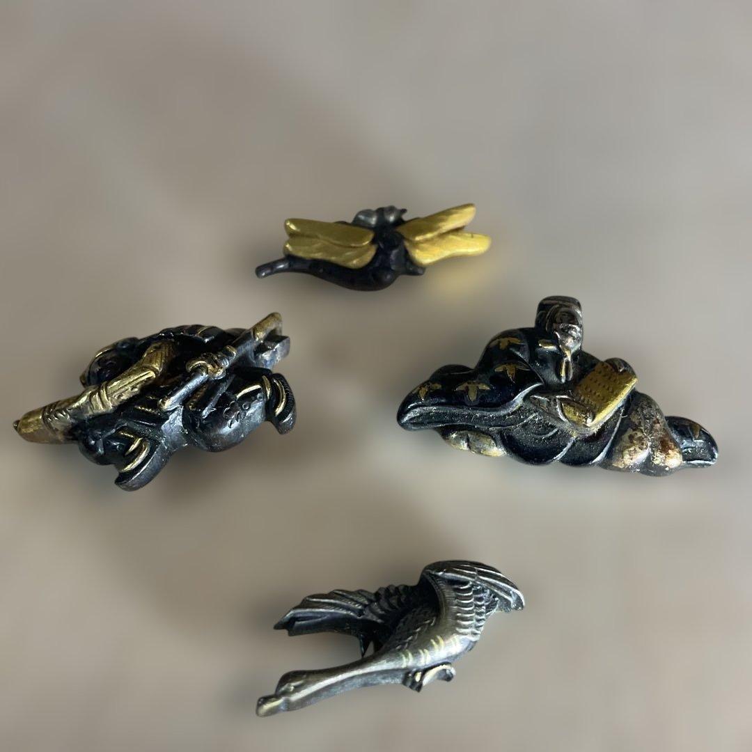 武具　　刀装具　目貫　江戸時代　骨董　4種4個