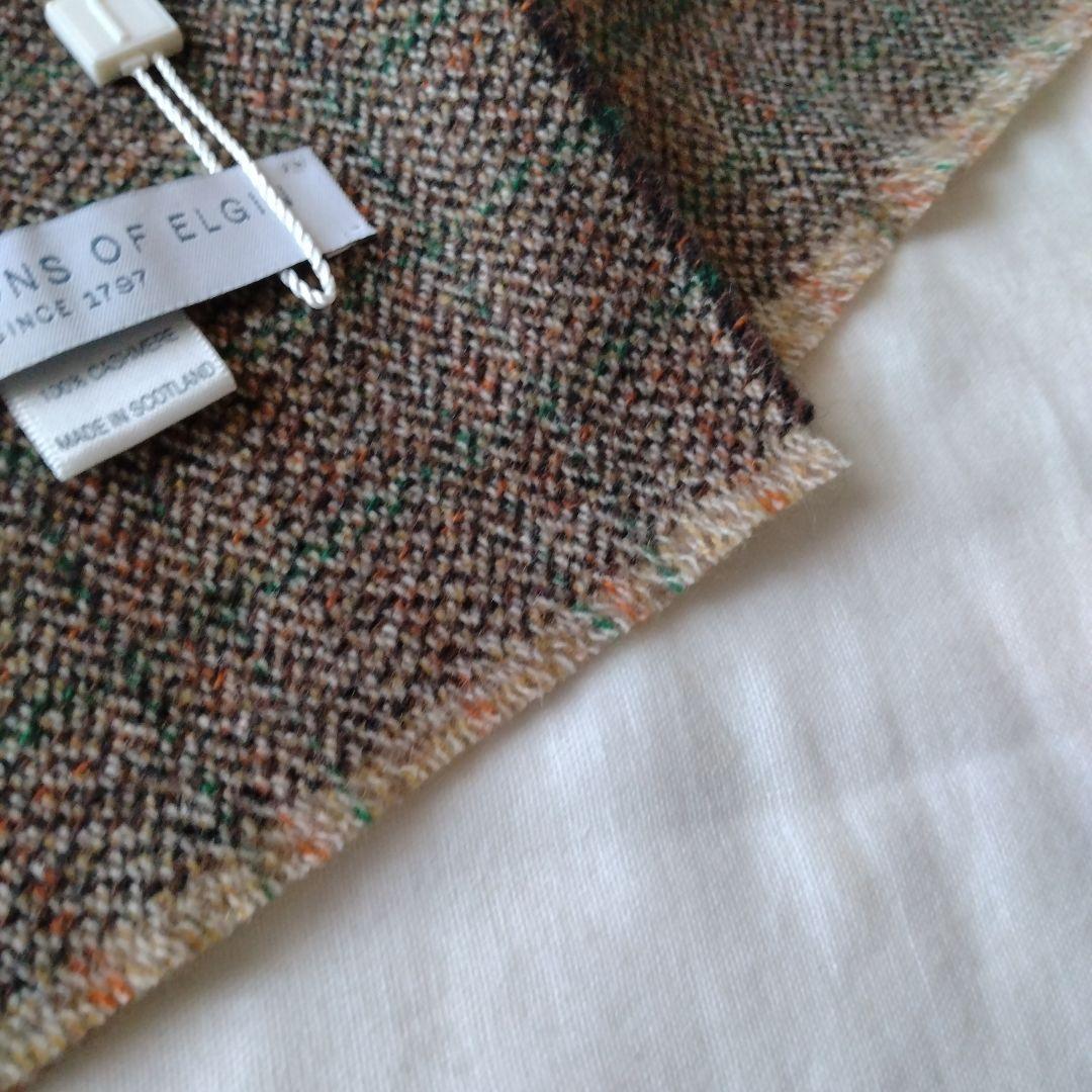 未使用 ジョンストンズ オブ エルガンショートマフラー ミックスブラウン