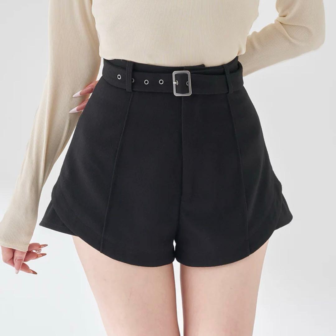 Darich サイドスリットハイウエストショートパンツ ブラック
