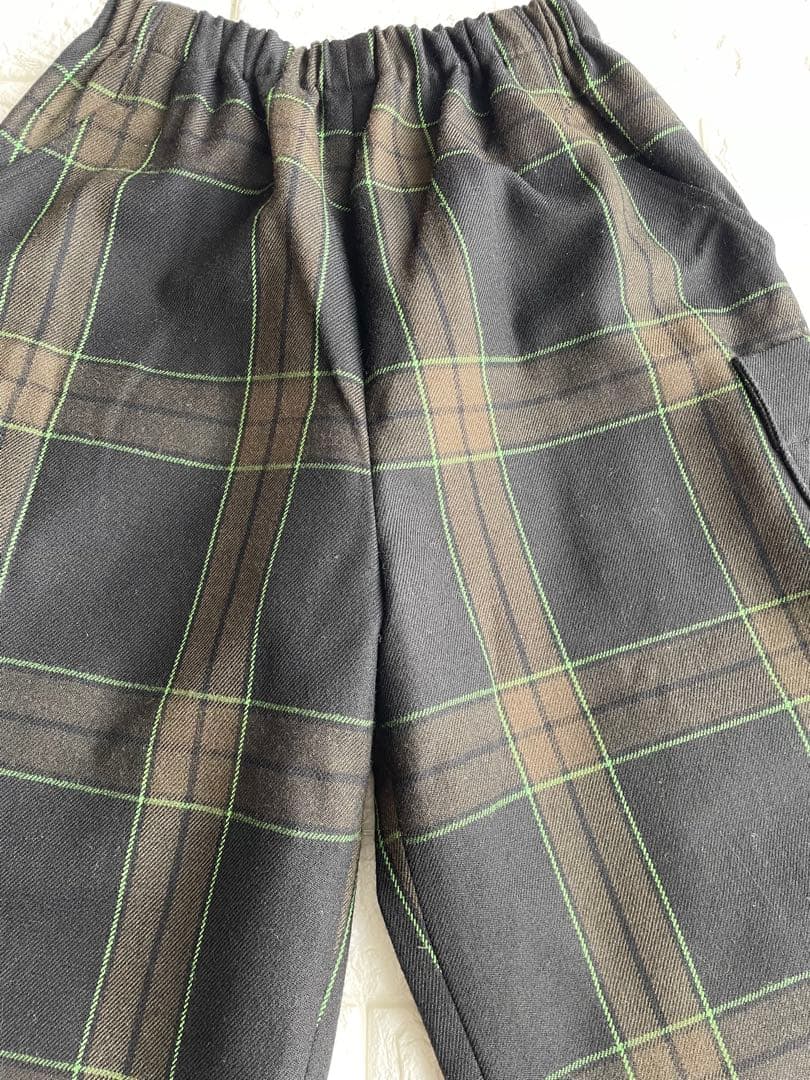 CRESCENクレッシェント　M チェック ワイド　ガウチョ　パンツ　ウール