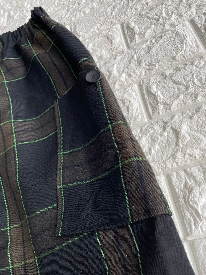 CRESCENクレッシェント　M チェック ワイド　ガウチョ　パンツ　ウール