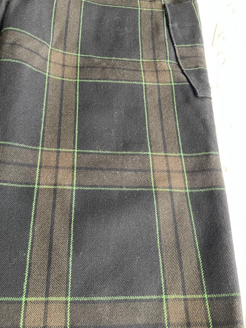 CRESCENクレッシェント　M チェック ワイド　ガウチョ　パンツ　ウール