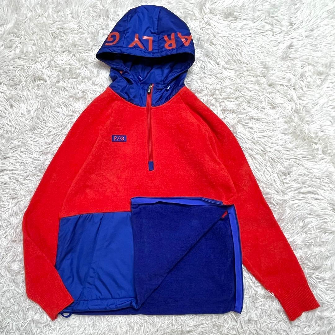 美品✨パーリーゲイツ フリース ナイロンパーカー M ハーフジップ バイカラー
