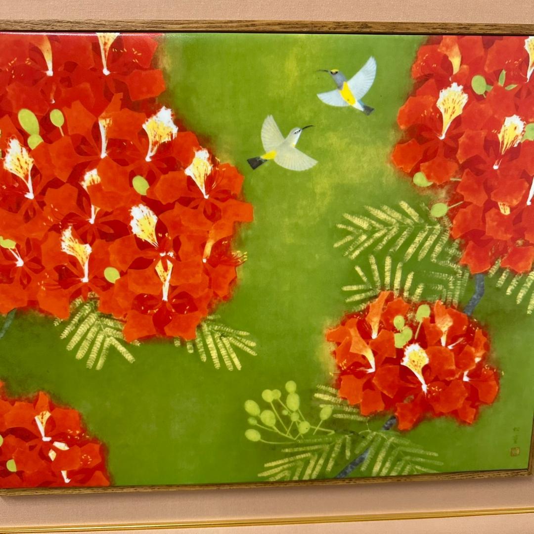 たつお　装飾額縁　上村松篁　陶板額　【鳳凰木】限定80部