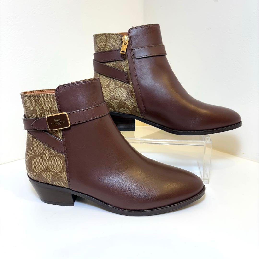 今日まで価格‼️(極美品)COACH ショートブーツ ブラウン 24.5cm