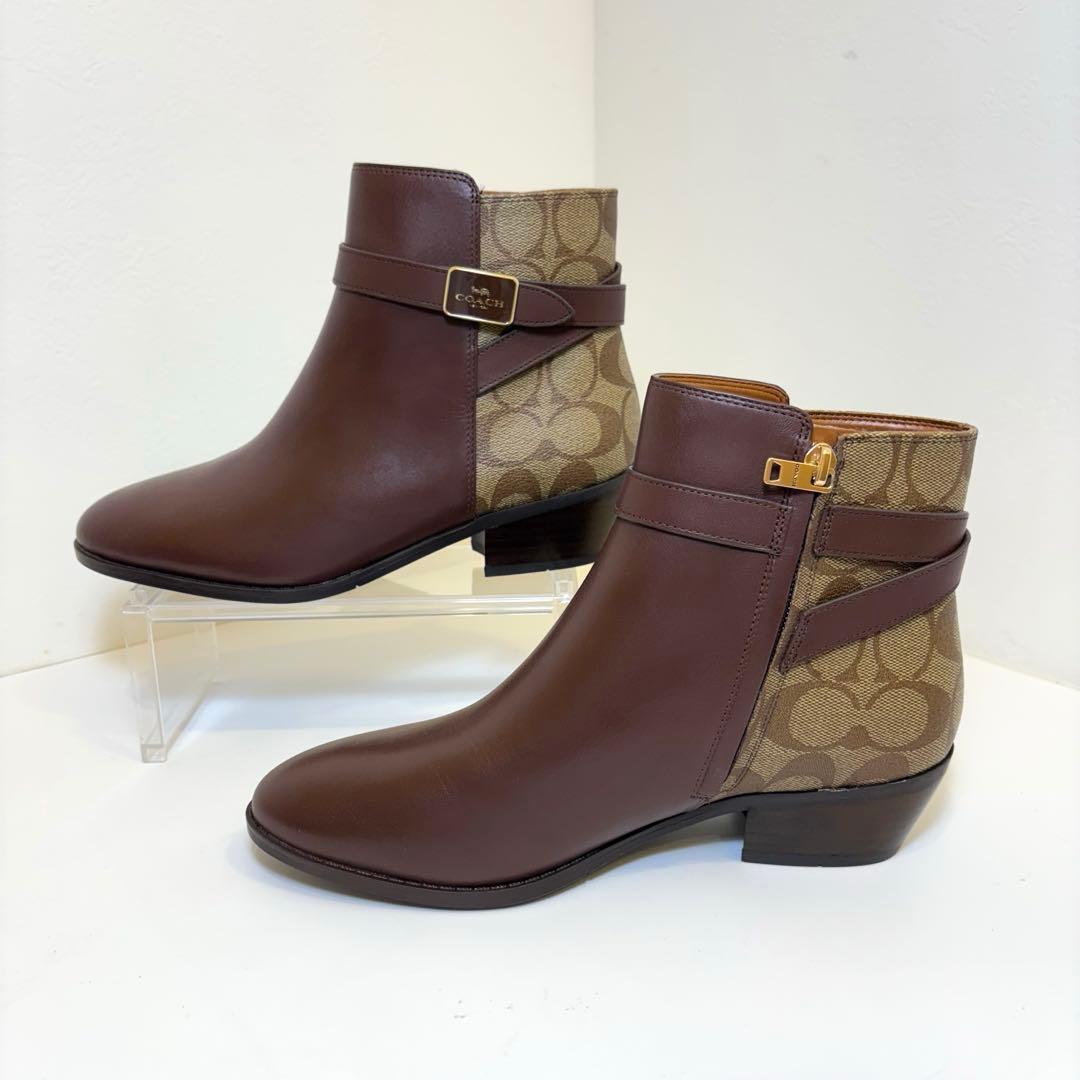 今日まで価格‼️(極美品)COACH ショートブーツ ブラウン 24.5cm
