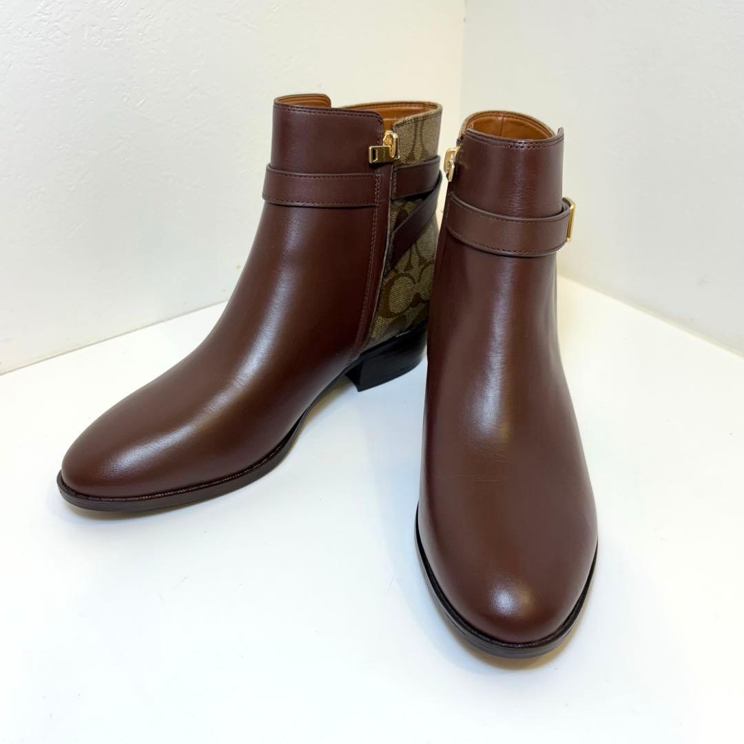 今日まで価格‼️(極美品)COACH ショートブーツ ブラウン 24.5cm
